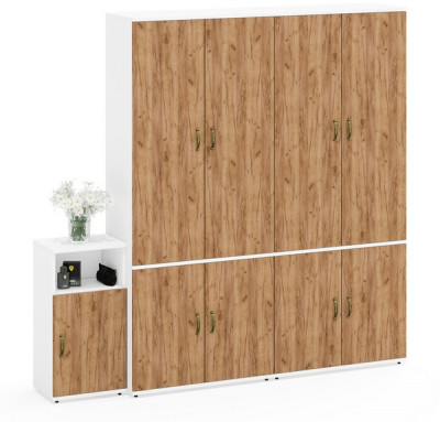 Лидер-8 Шкаф МД 20Б + Шкаф МД 20Б + Тумба МД 3.19, белый шагрень/крафт золото