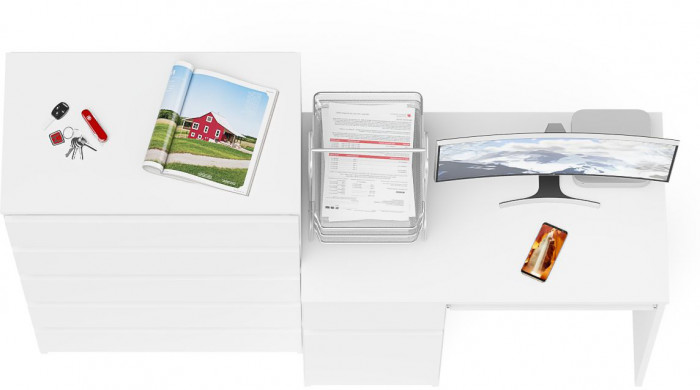 Мори компьютерный стол МС-1 левый + Комод МК700.5, белый