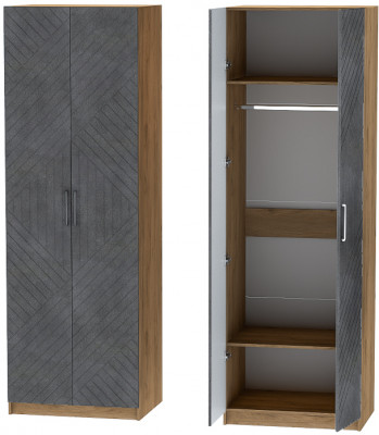 Шкаф двухдверный №1 "Иннэс-7" - Крафт золотой/Бетон графит