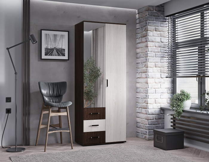 Шкаф двухдверный Белла, венге/ясень белый