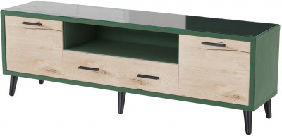 Тумба ТВ интерьерная 1,6 Ланс изумруд/мдф дуб канадский