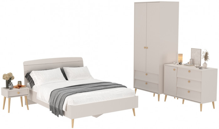 Афина Спальня 23-1400, цвет кашемир серый, сп.м. 1400х2000 мм., б/м, основание есть - фанера