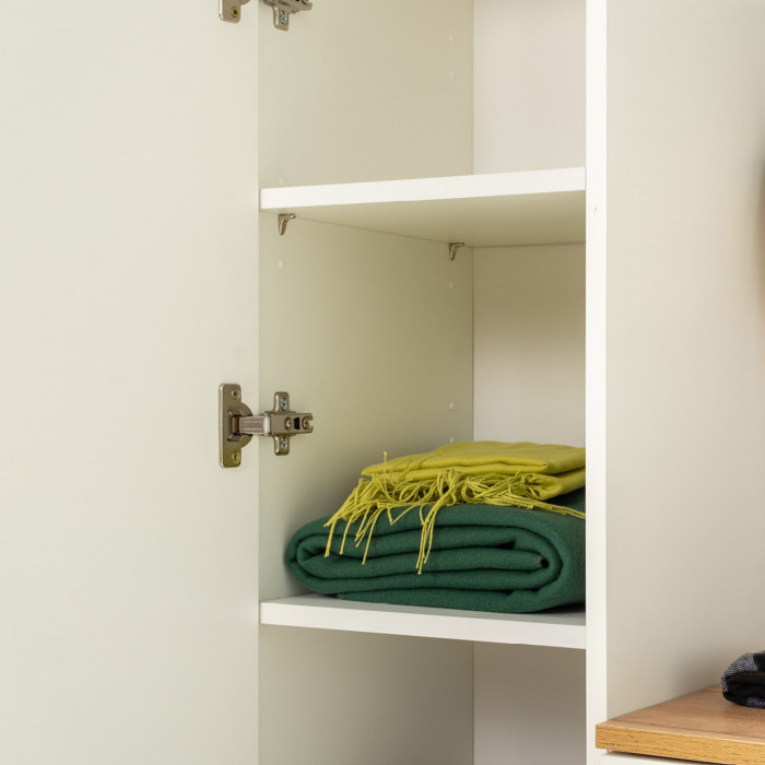 Октава Прихожая 18, белый шагрень/дуб крафт золотой/фасады МДФ белый шагрень