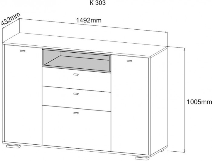 Комод Ланс К303, Белый/Дуб Бунратти