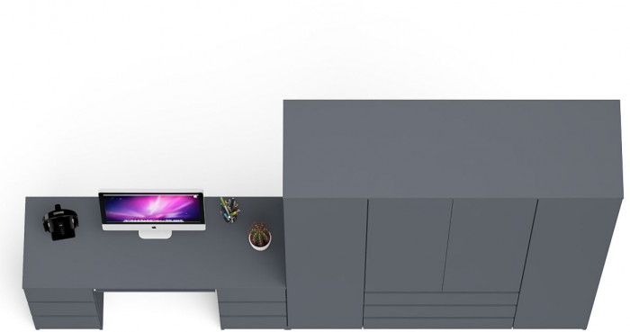 Мори компьютерный стол МС-2 + Шкаф МШ1600.1, графит