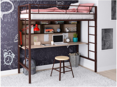 Кровать-чердак Севилья 1.2 (Дуб молочный / Венге, Коричневый)