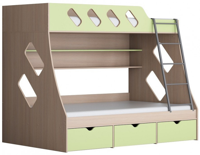 Дельта-20.01 Детская двухъярусная кровать с лестницей (Голубой, Дуб Сонома)