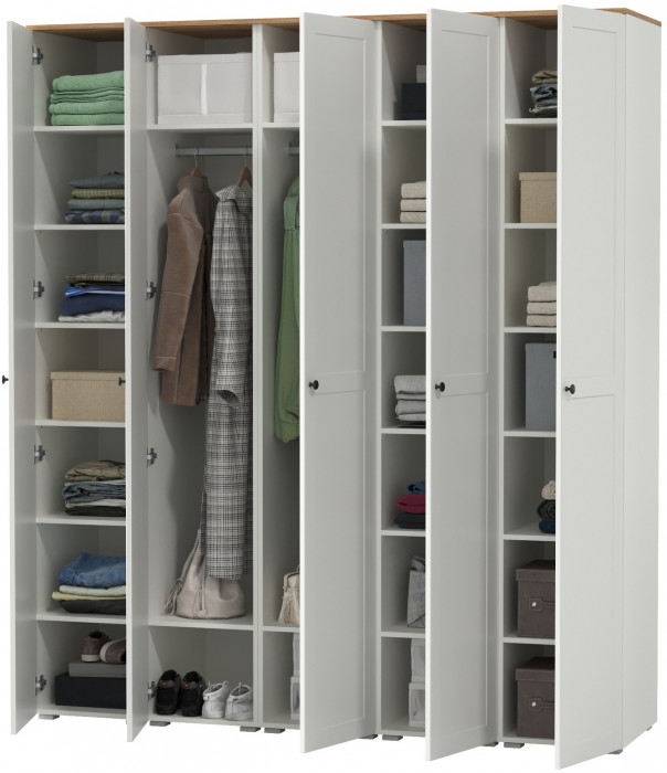 Остин 13.225 Шкаф-пенал 5 шт., белый шагрень/дуб крафт золотой