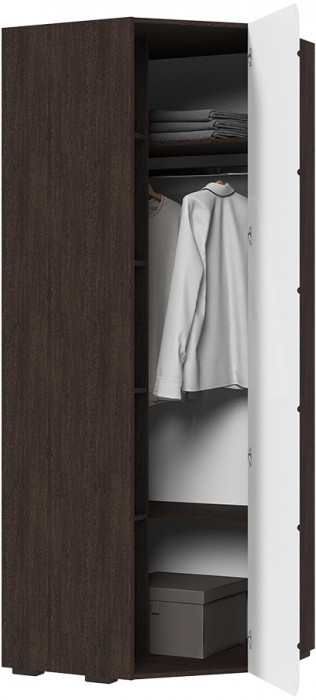 ЛИБЕРТИ ШК 05 Шкаф угловой 780 (780х2100х780) Фасад МДФ БЕЛЫЙ ГЛЯНЕЦ/Корпус ВЕНГЕ