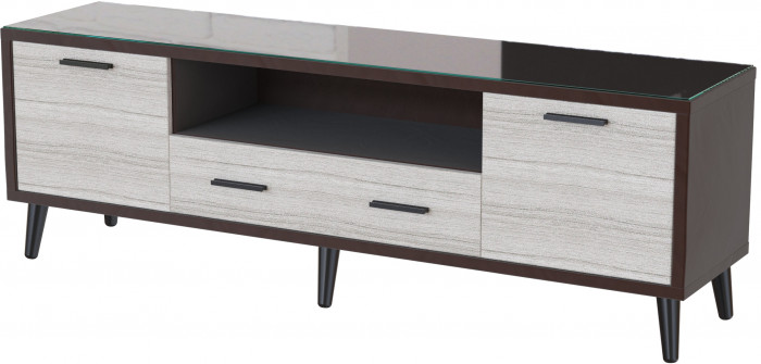 Тумба ТВ интерьерная 1,6 Ланс коричневый/мдф сандал белый