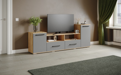 Тумба ТВ Парус-2, Дуб крафт золотой/Графит серый