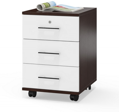 Тумба выкатная С-МД-3-02, цвет венге/белый шагрень, ШхГхВ 40х45х59 см.