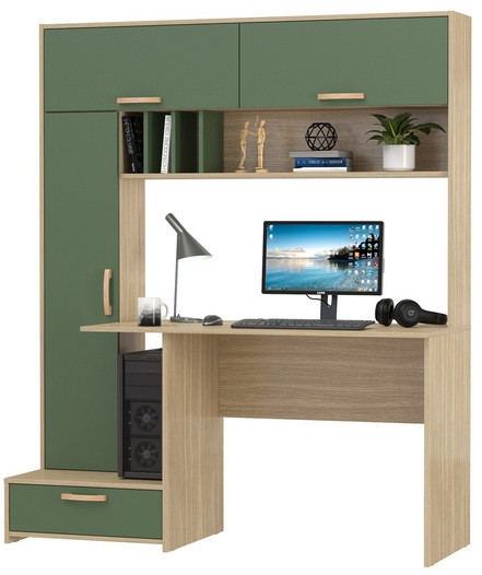 Лайт Стол письменный 03.243Н, цвет плэйн/дымчатый зелёный, ШхГхВ 150,2х57,3х179,9 см., НЕ универсальная сборка