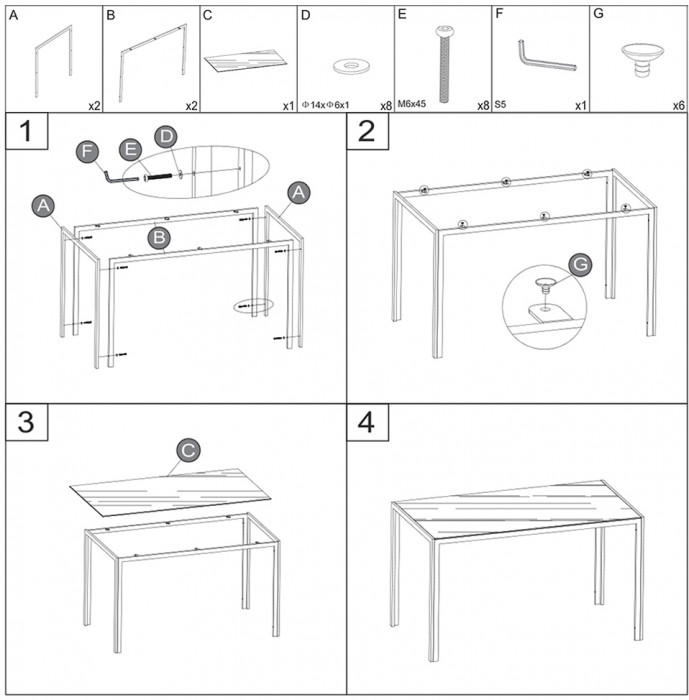 Обеденный стол Мебель--24 DT-1481, цвет чёрный, ШхГхВ 120х70х75 см., столешница закалённое стекло 6 мм., максимальная нагрузка 80 кг.