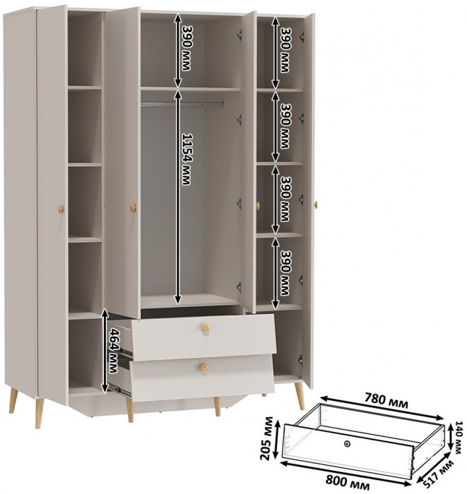 Афина Спальня 34-1400, кашемир серый