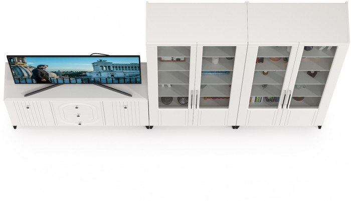 Валенсия Гостиная № 111, ЛДСП белый шагрень/МДФ белый шагрень