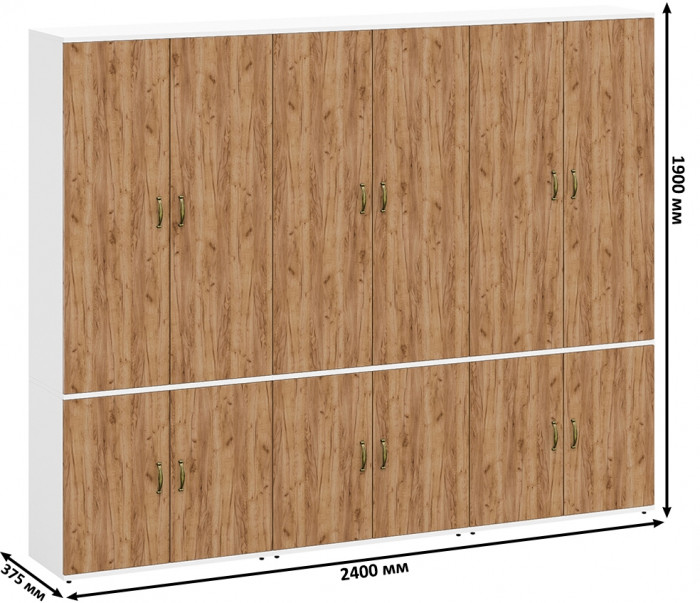 Лидер-8 Шкаф МД 20Б 3 шт., белый шагрень/крафт золото