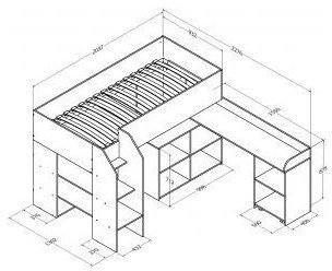Детская кровать-чердак Теремок-2, Дуб молочный