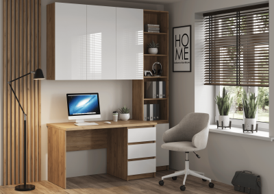 Кабинет Бостон, композиция 2, крафт золотой/белый глянец