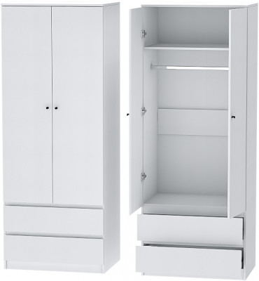 Кэт-1 Шкаф 2-х створчатый, Белый/Белый