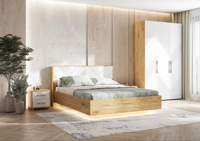 Спальня Ирис, композиция 1, браш вайт/дуб крафт