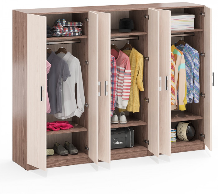 Три Шкафа С-МД-СК9Ш к компьютерному столу С-МД-СК9, цвет ясень шимо светлый/ясень шимо тёмный, ШхГхВ 210х45х160 см.