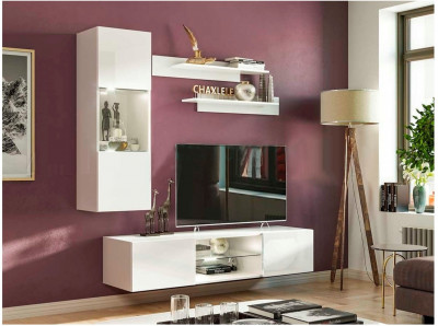 Гостиная Флорис, вариант №7 (Белый глянец, Белый)