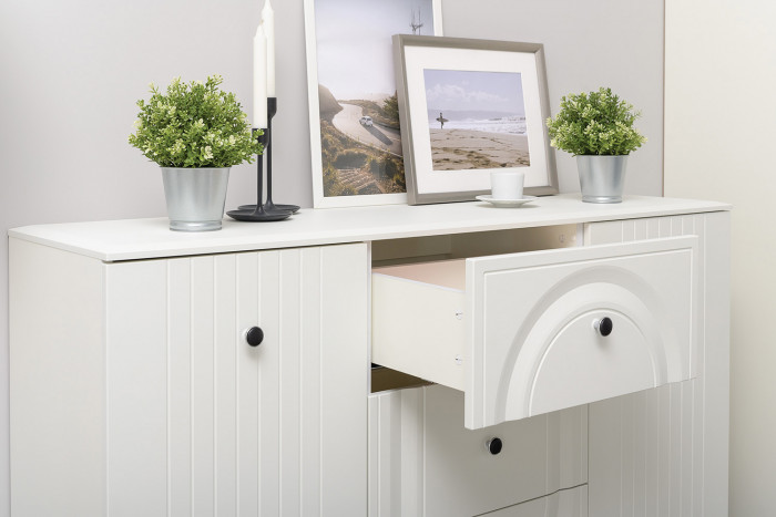 Валенсия Гостиная № 112, ЛДСП белый шагрень/МДФ белый шагрень