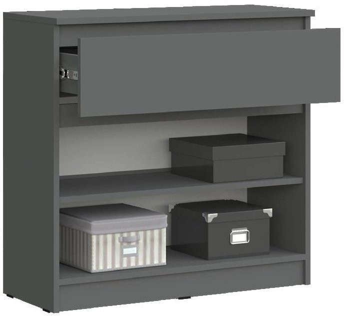 Челси Комод 800 (1 ящик 2 двери) (Графит, Графит)