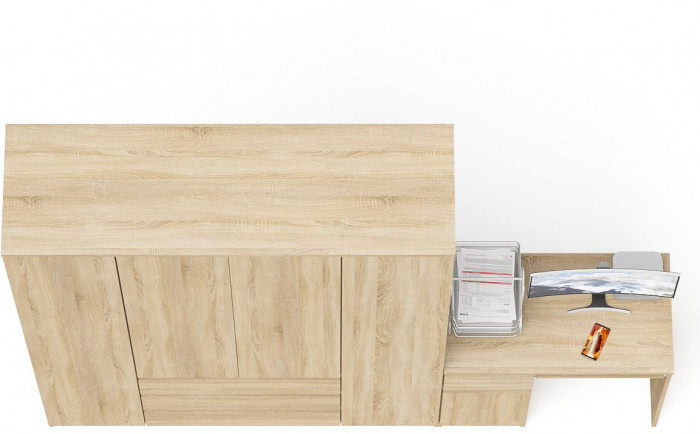 Мори компьютерный стол МС-1 левый + Шкаф МШ1600.1, дуб сонома