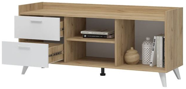 ИРИС ТБ-02 Тумба ТВ (1400х620х425) дуб крафт золото/белый