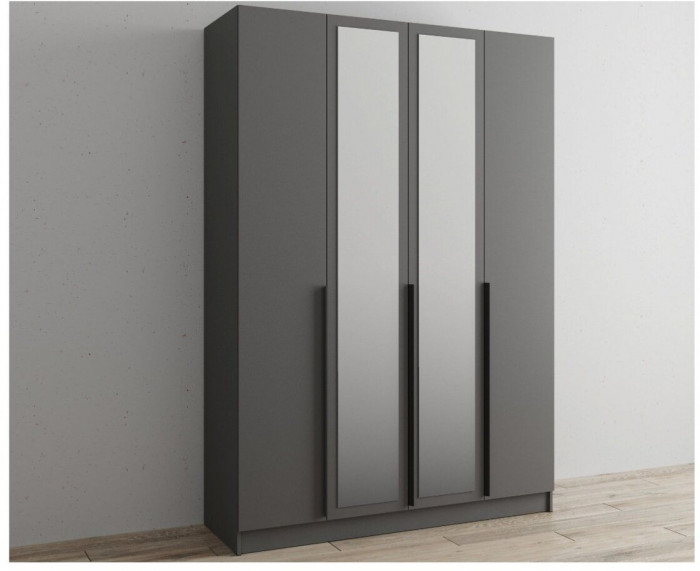 Шкаф Мадрид 1600 с зеркалом графит серый