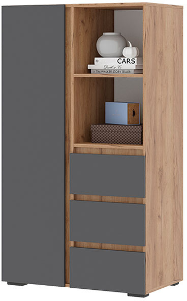Хелен ШК 03 Шкаф (0,802х1,414х0,460) серый графит/дуб крафт золото