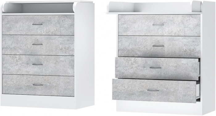 Комод раскладной Бриз ЛДСП, Белый/Цемент Светлый