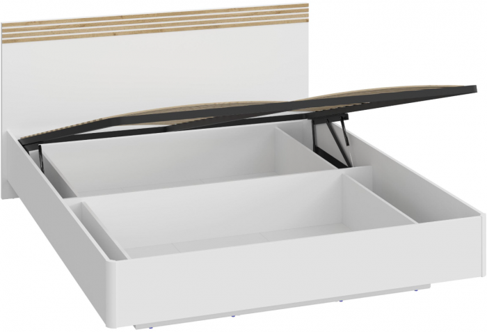 Кровать парящая 160 КРП-410-16-16 с подъемным основанием, Белый/Профиль МДФ Дуб вотан