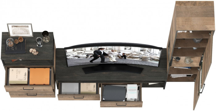 Трувор Гостиная 024, цвет дуб гранж песочный/интра, ШхГхВ 260,6х45,4х210 см., универсальная сборка