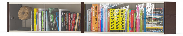 Две полки книжных С-МД-КН01, цвет венге/дуб, ШхГхВ размер каждой полки в отдельности: 83х25х30 см., стеклянные дверцы