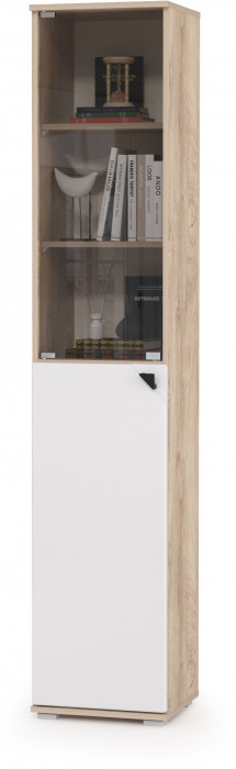 КР100 Бостон № 47, цвет дуб эндгрейн элегантный/фасады МДФ милк рикамо софт, 13.154+13.155, ШхГхВ 77,2х35,1х194,4 см., универсальная сборка