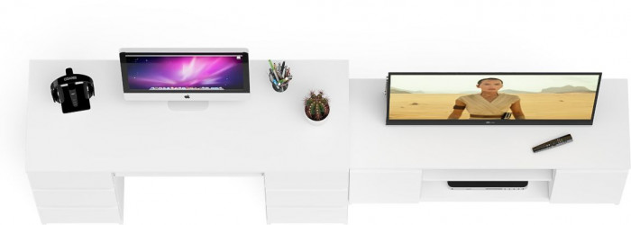 Мори компьютерный стол МС-2 + Тумба МТВ1200.1, белый