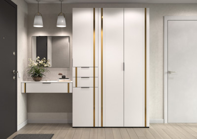 Прихожая Эмэ, набор №6, Белый/Milk Золото