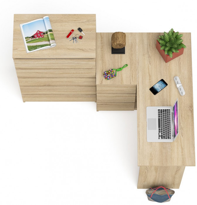 Мори компьютерный стол МС-16 левый + Комод МК700.5, дуб сонома