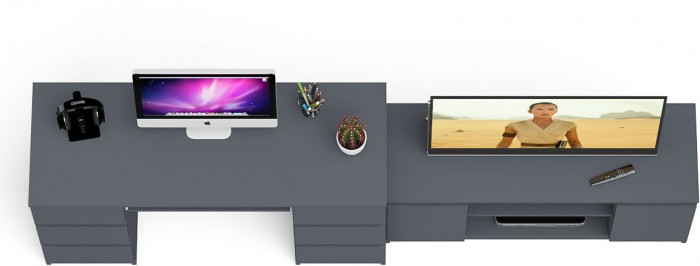 Мори компьютерный стол МС-2 + Тумба МТВ1200.1, графит