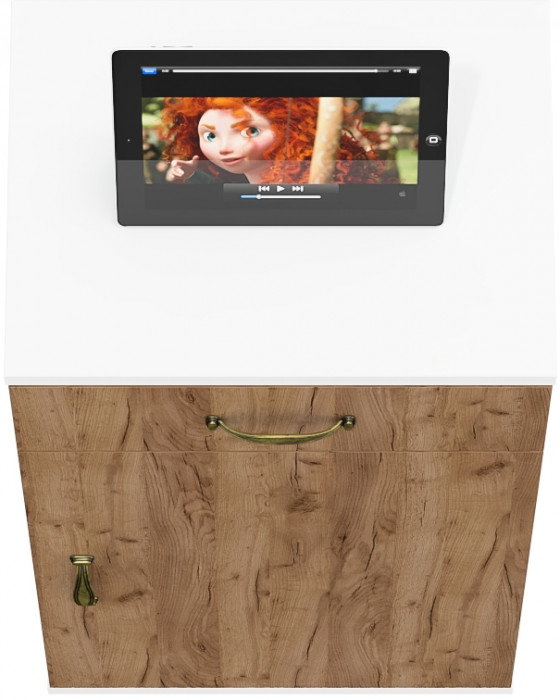 Лидер-8 Модуль Тумба МД 3.15, цвет белый шагрень/крафт золото, ШхГхВ 40х30х75 см., универсальная сборка (выдвижной ящик и дверка)