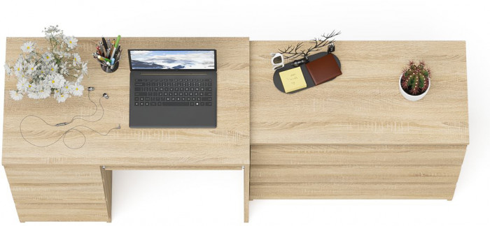 Мори компьютерный стол МС-6 левый + Комод МК800.1, дуб сонома