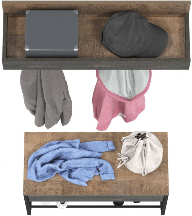 Трувор 13.241.03 Тумба для обуви + 15.04 Вешалка, дуб гранж песочный/интра