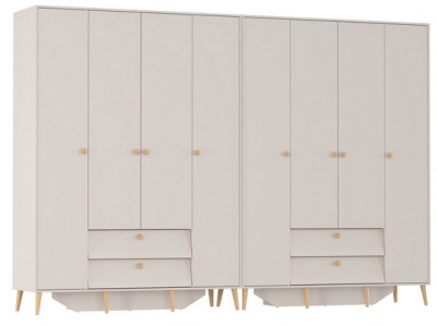 Афина Спальня Шкаф 4-х дверный с двумя ящиками х 2, кашемир серый