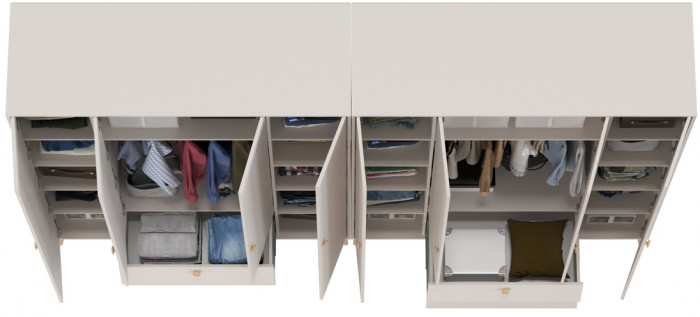 Афина Спальня Шкаф 4-х дверный с двумя ящиками х 2, кашемир серый