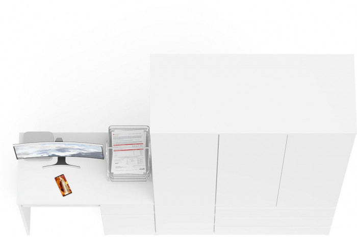 Мори компьютерный стол МС-1 правый + Шкаф МШ1200.1, белый