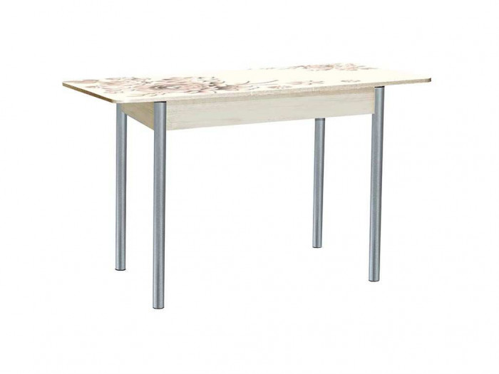 Нью йорк фотопечать стол обеденный раздвижной / кофейные цветы/дуб молочный/металлик