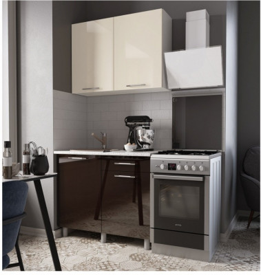 Кухонный гарнитур Танго 1,0м Ваниль/Горький шоколад